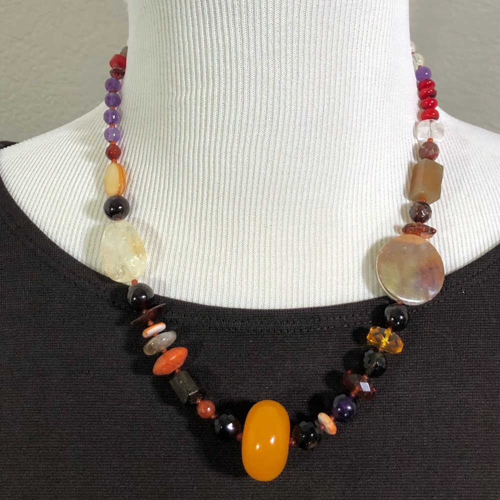 AD LOPEZ Mixed Stone Necklace 19” - Picture 1 of 5